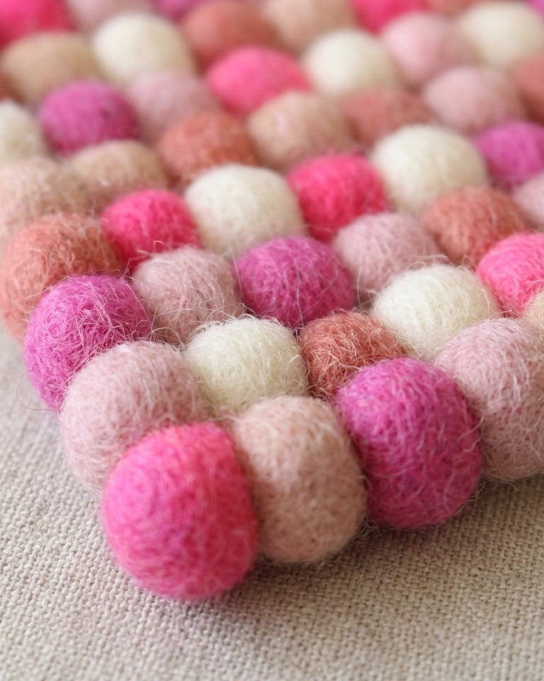 Berry Pop / Pink Wool Felt Coasters – Set of 4