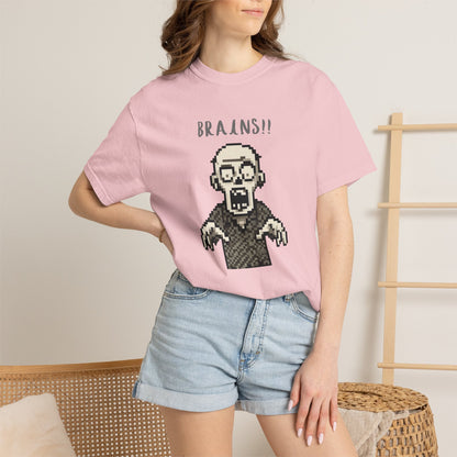 Pixel Zombie 'BRAINS!!' T-Shirt  By Aprasi
