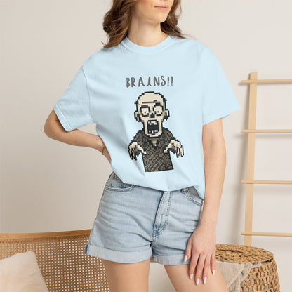 Pixel Zombie 'BRAINS!!' T-Shirt  By Aprasi
