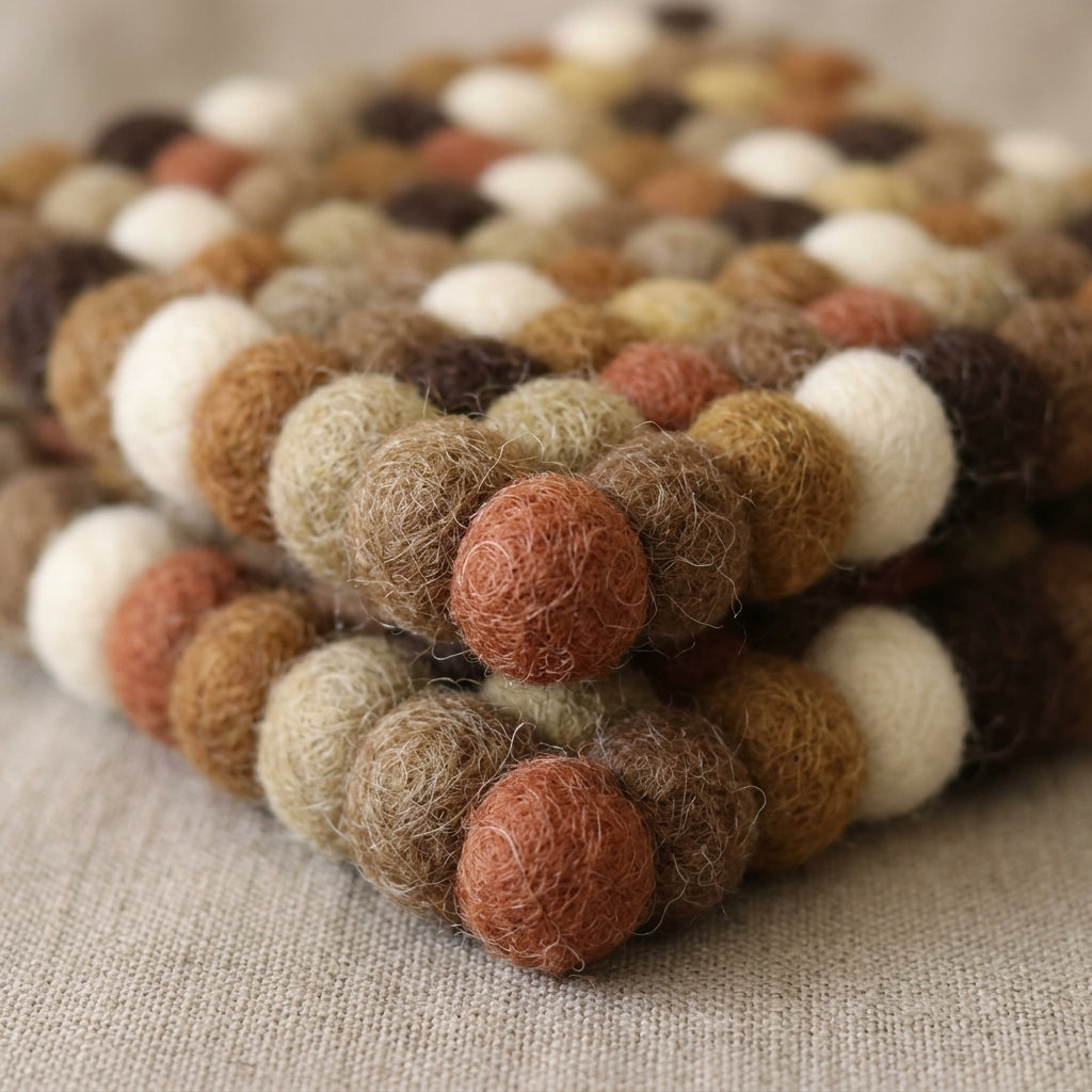 Earth Tone / Brown Wool Felt Coasters – Set of 4