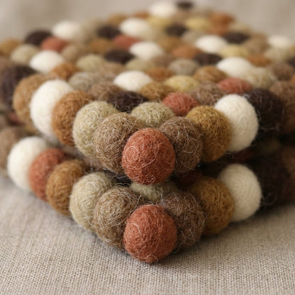 Earth Tone / Brown Wool Felt Coasters – Set of 4