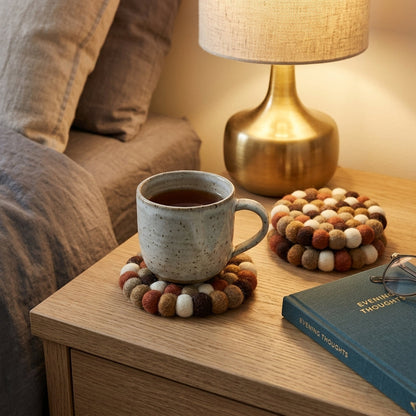 Earth Tone / Brown Wool Felt Coasters – Set of 4