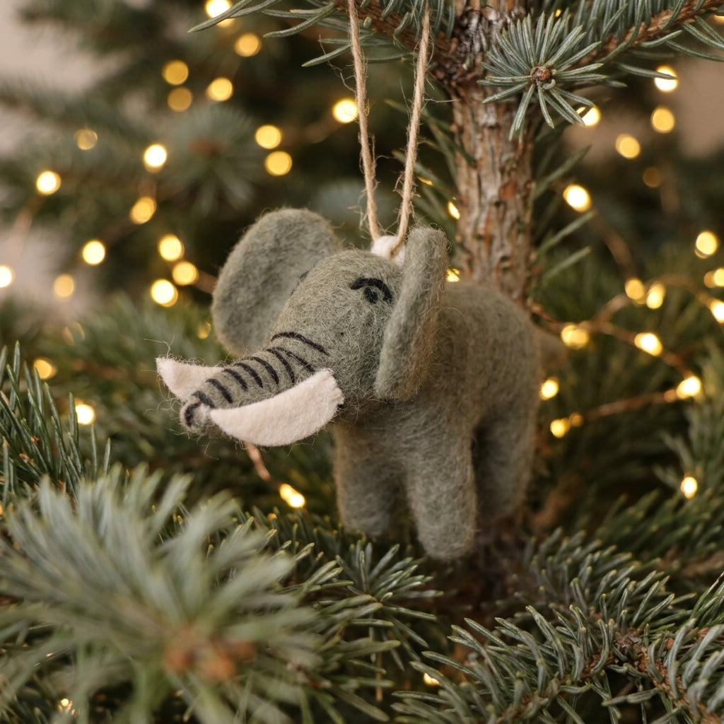 Handmade Wool Felt Elephant Ornament