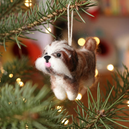 Handmade Wool Felt Shih Tzu Dog Ornament