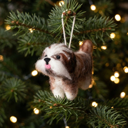 Handmade Wool Felt Shih Tzu Dog Ornament