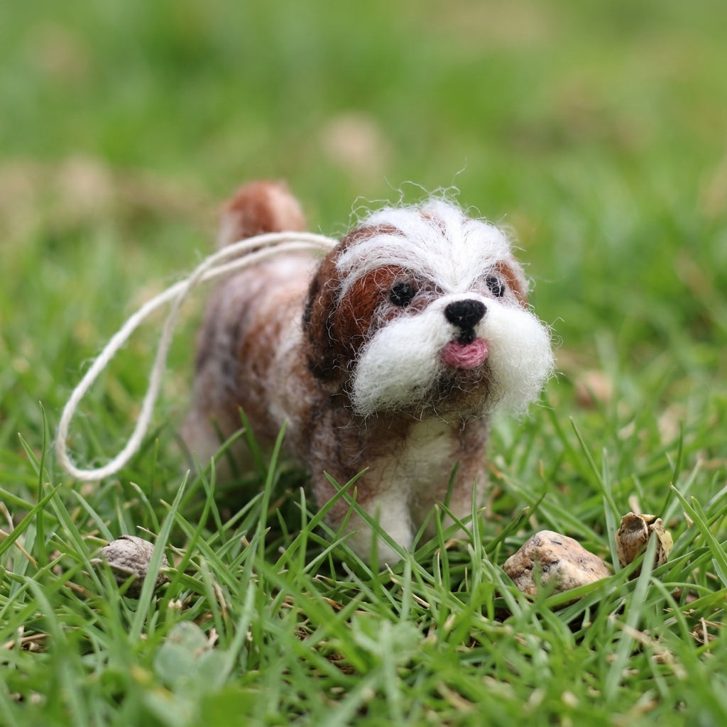 Handmade Wool Felt Shih Tzu Dog Ornament