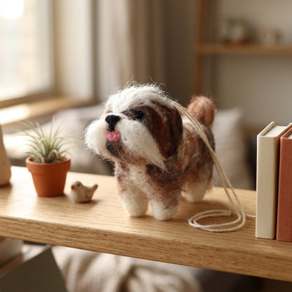 Handmade Wool Felt Shih Tzu Dog Ornament