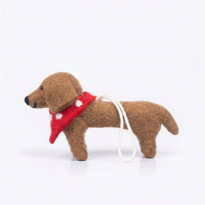 Handmade Wool Felt Dachshund Dog Ornament