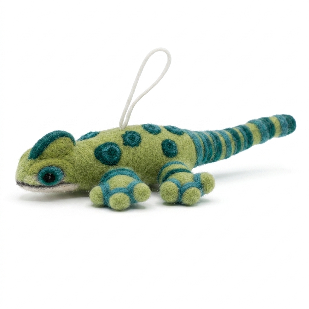 Handmade Wool Felt Gecko Ornament