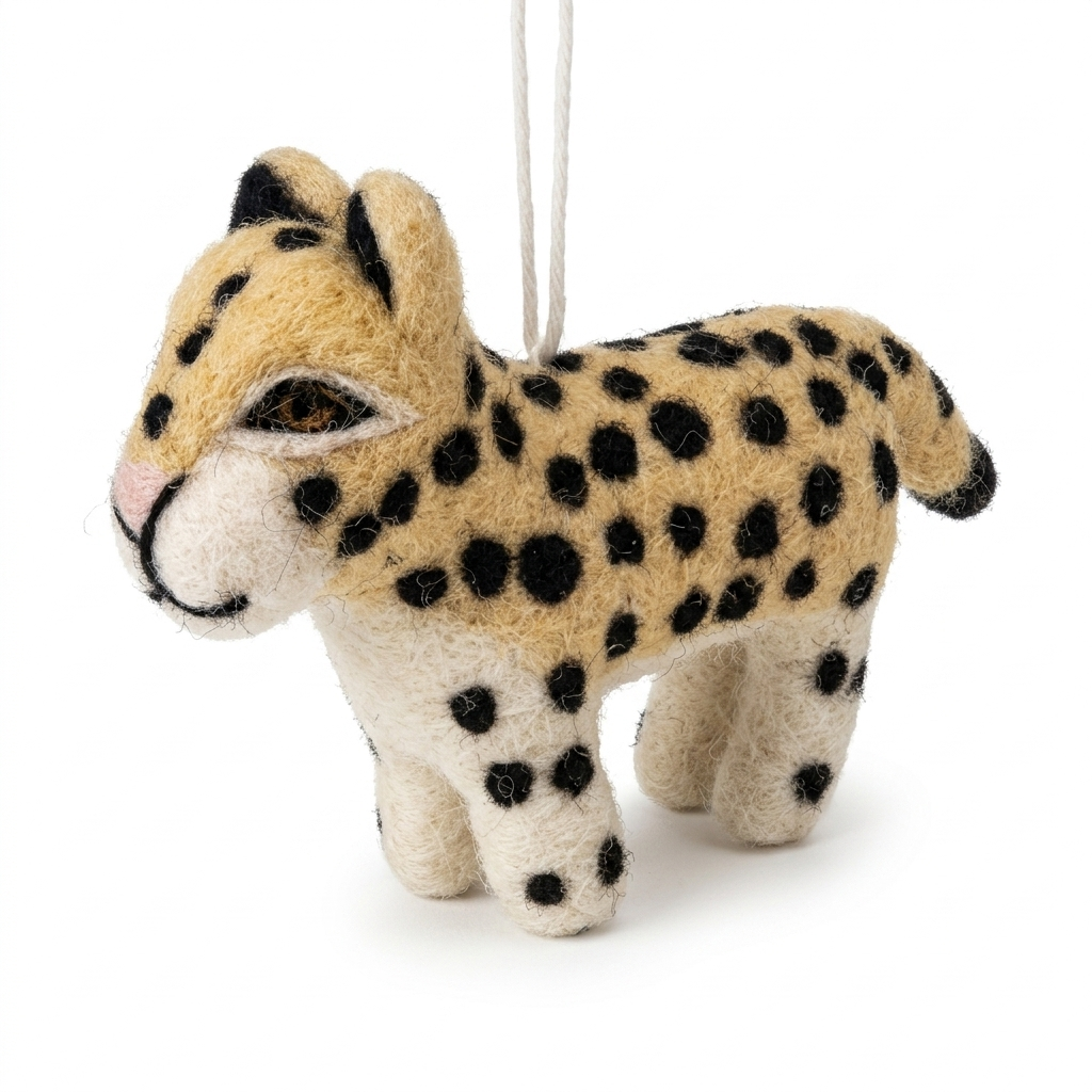 Handmade Wool Felt Cheetah Ornament