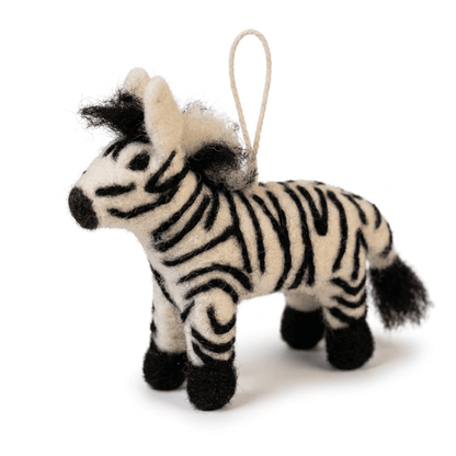 Handmade Wool Felt Zebra Ornament