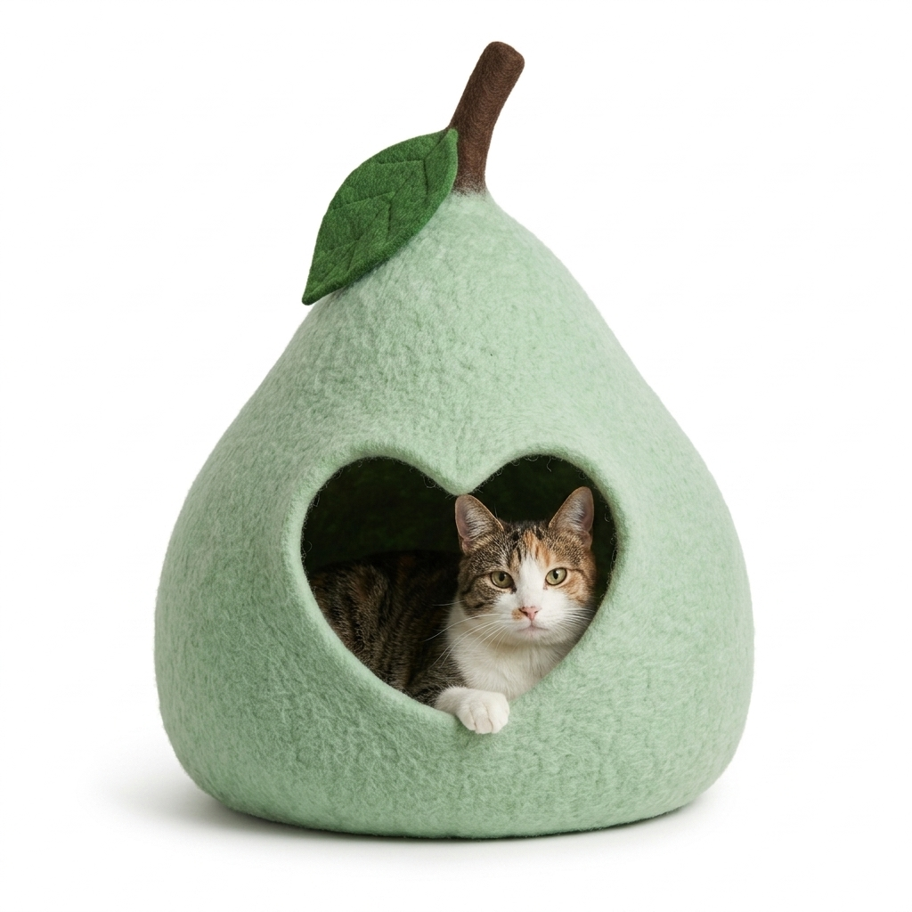 Pear Shaped Wool Cat Cave Bed