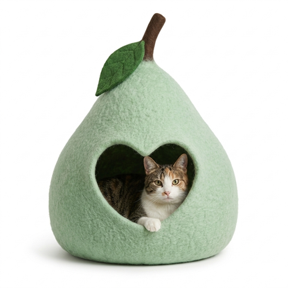 Pear Shaped Wool Cat Cave Bed
