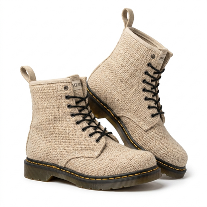White Hemp Hiking Boots – Vegan Ankle High Hemp Boots