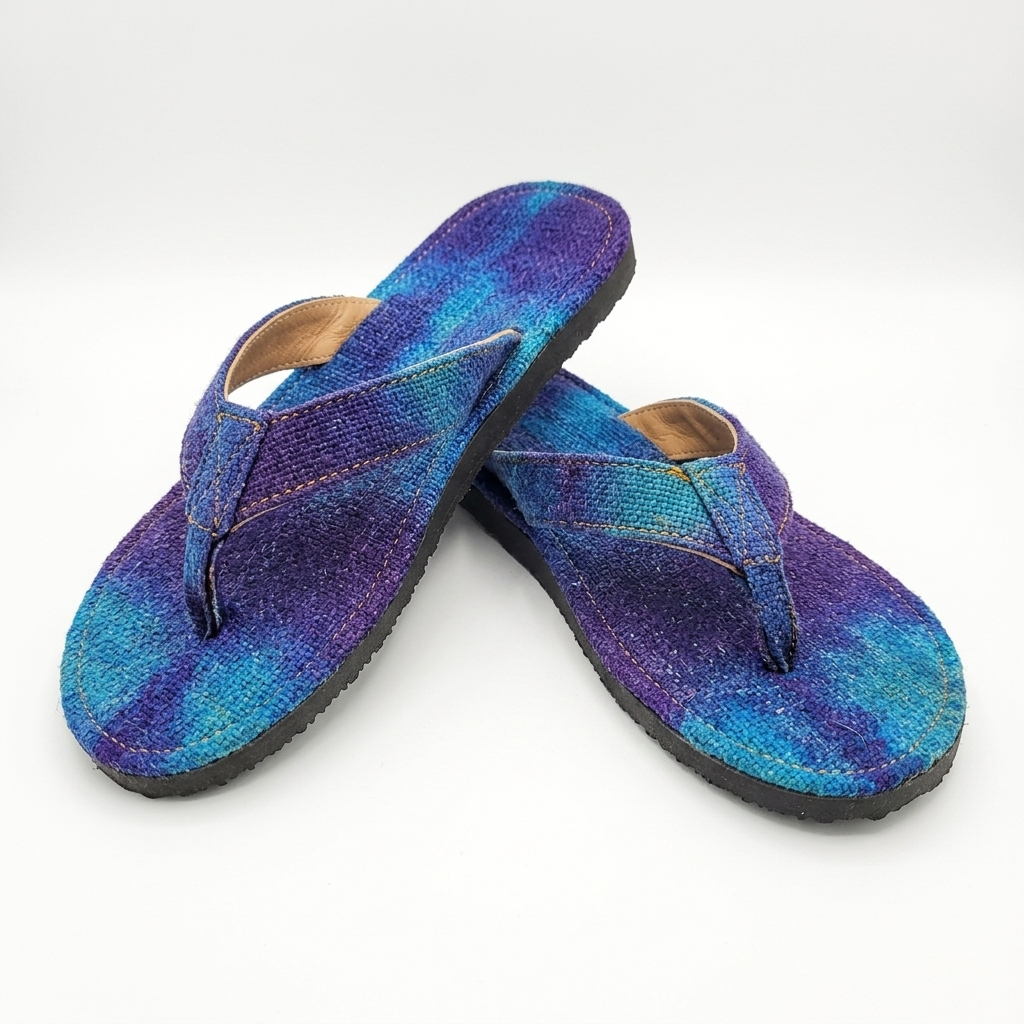 Blue Dye Hemp Flip Flops – Blue & Tie Dye Vegan Summer Sandals
