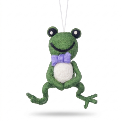Handmade Wool Felt Frog Ornament