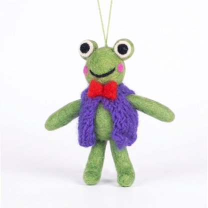 Handmade Wool Felt Frog Ornament