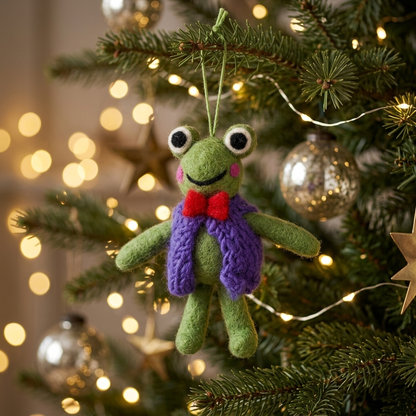 Handmade Wool Felt Frog Ornament