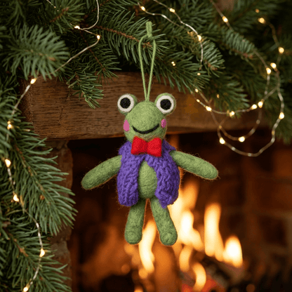 Handmade Wool Felt Frog Ornament