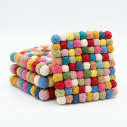 Confetti Mix / Multi Wool Felt Coasters – Set of 4