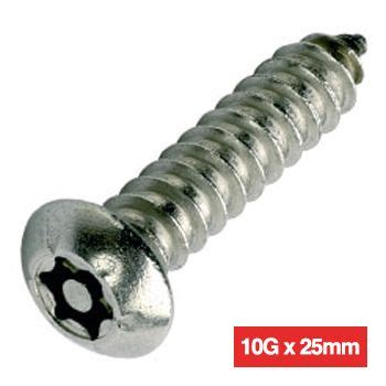 PROLOK Resytork Security Screw – 8G x 25mm, Button Head, 2-Way Self Tapper, AB Thread, 304 Stainless Steel, Pack of 25 with Driver | Tamper-Resistant Fastener | Part No. RTBS8G-25