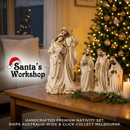 PRE ORDER Large Christmas Nativity Set – 55cm Handmade Holy Family & 38cm Three Wise Men, Premium Artisan Religious Figurines