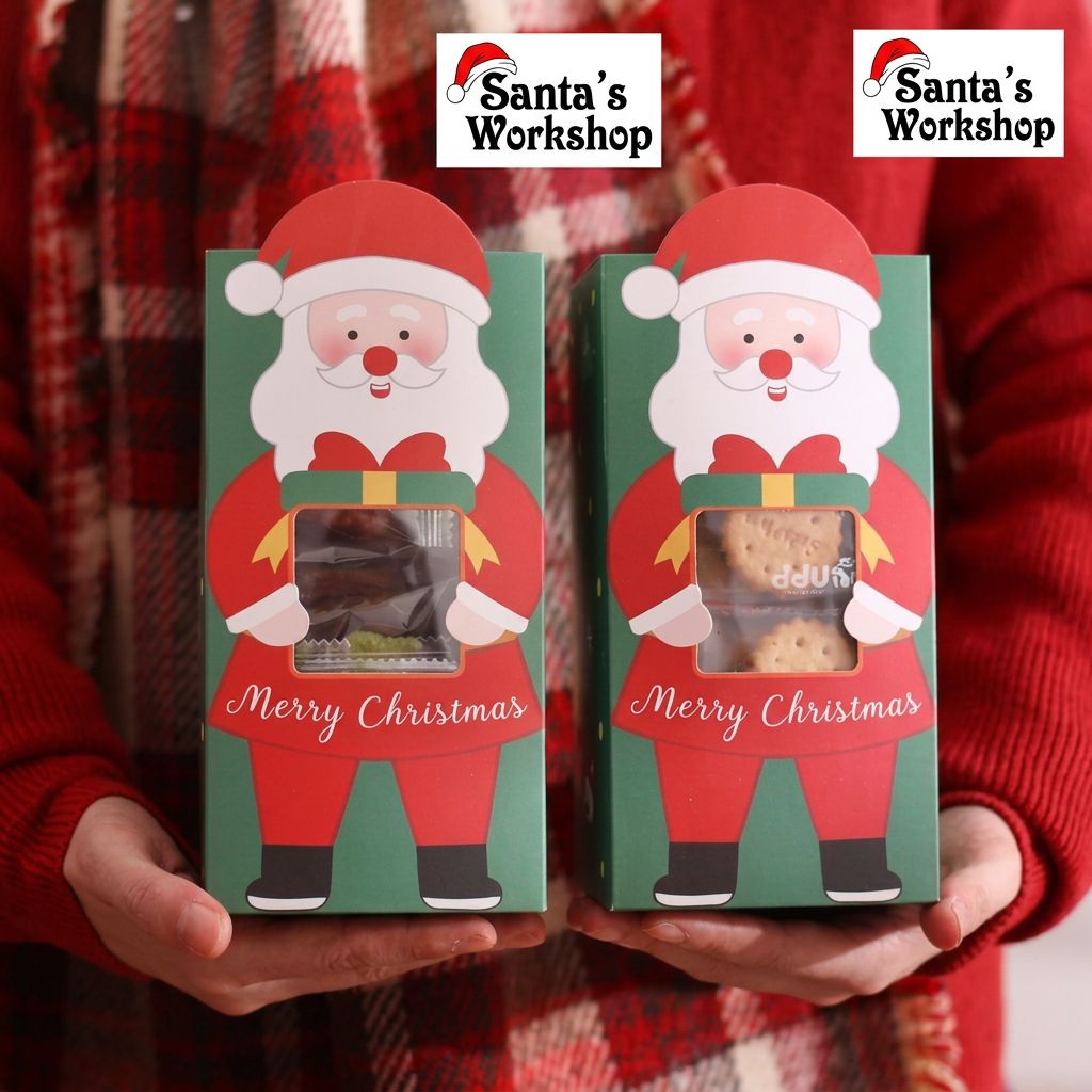 6-Pack Santa Claus Christmas Bakery Gift Boxes – Treat Boxes for Holiday Gifts, & Christmas Parties