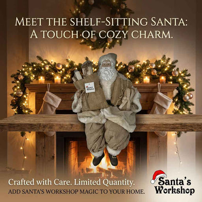 17.75” Sitting on shelf Santa Claus approx 50 cm-Standing Santa Claus Christmas Ornament – Festive Holiday Decoration Figure for Home Décor