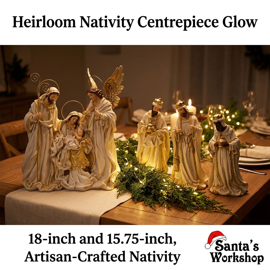 PRE ORDER 18"(46cm) Handmade Premium Nativity Scene Figurines Set – Holy Family with Angel & 15.75in Three Wise Men, Exclusive Artisan Christmas Decor