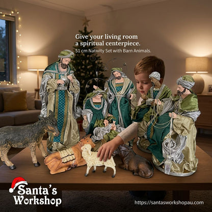Christmas Nativity manger  -51 cm including barn animals