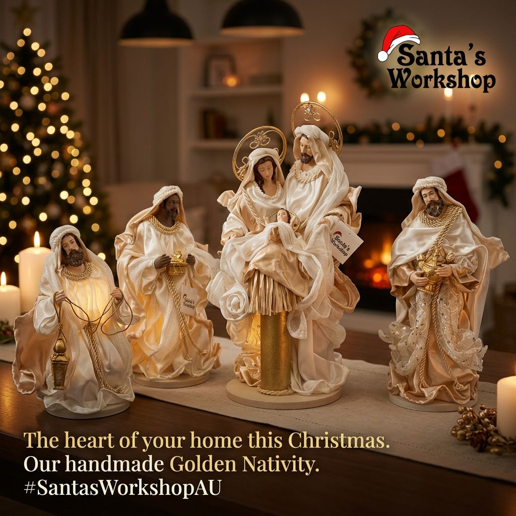 14.75" (38CM) Handmade Christmas Nativity Set – Holy Family & 3 Wise Men Figurines, Religious Christian Home Decor, Nativity Scene Holiday Gifts