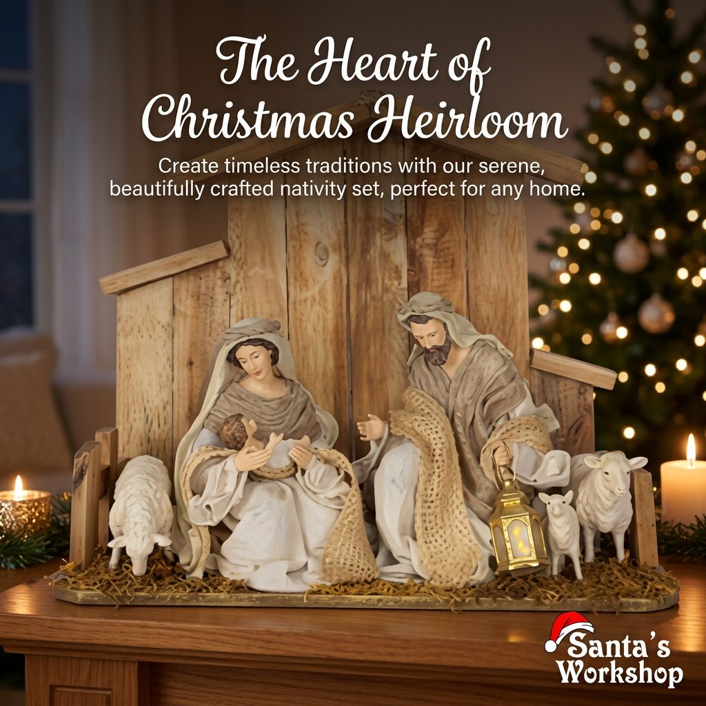 PRE ORDER 8.25" Holy Family Nativity Set on 15.5" Stable – Christmas Religious Decoration, Nativity Scene Display, Holiday Home & Church Décor