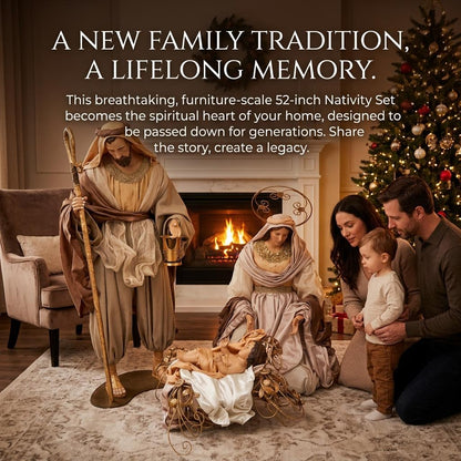 Very Large Christmas Religious Handmade Nativity Set with Manger (52" | 131 cm) - Pre Order 2026