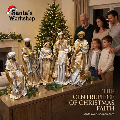24.5” Large Christmas Religious Handmade Nativity Set with Holy Family and Three Wise Men (Approx. 65 cm)
