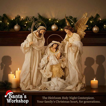 PRE ORDER 18" / 46cm Handmade Holy Family with Angel Nativity Figurines – Premium Artisan Religious Christmas Decoration