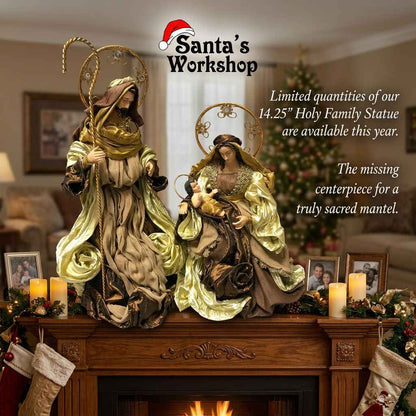 14.25" (38cm) Christmas Holy Family Statue – Religious Nativity Ornament, Christian Christmas Home Décor & Holiday Display