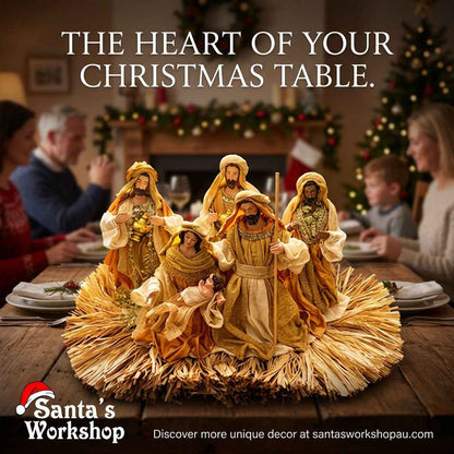 🎄 53cm Gold Christmas Nativity Ornament with Manger – Holy Family Religious Scene, Christian Christmas Home Decor & Holiday Gift ✨