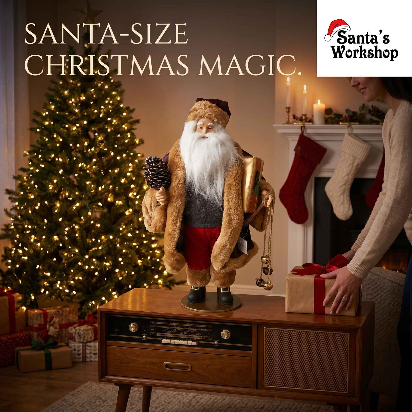 49cm Christmas Decoration Ornament Santa Claus – Large Festive Santa Figurine, Holiday Home Christmas Display Decor