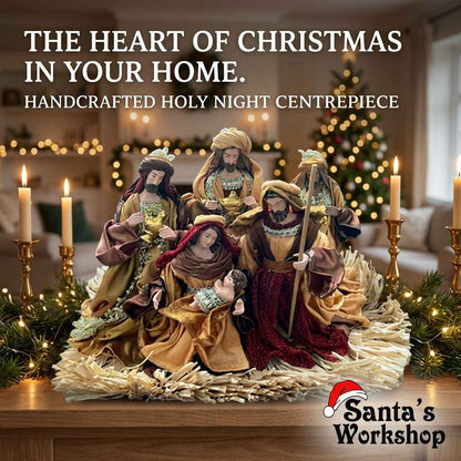Handmade Christmas Nativity Set 25cm – Holy Family Manger Scene Figurines, Religious Christian Home Decor & Holiday Display