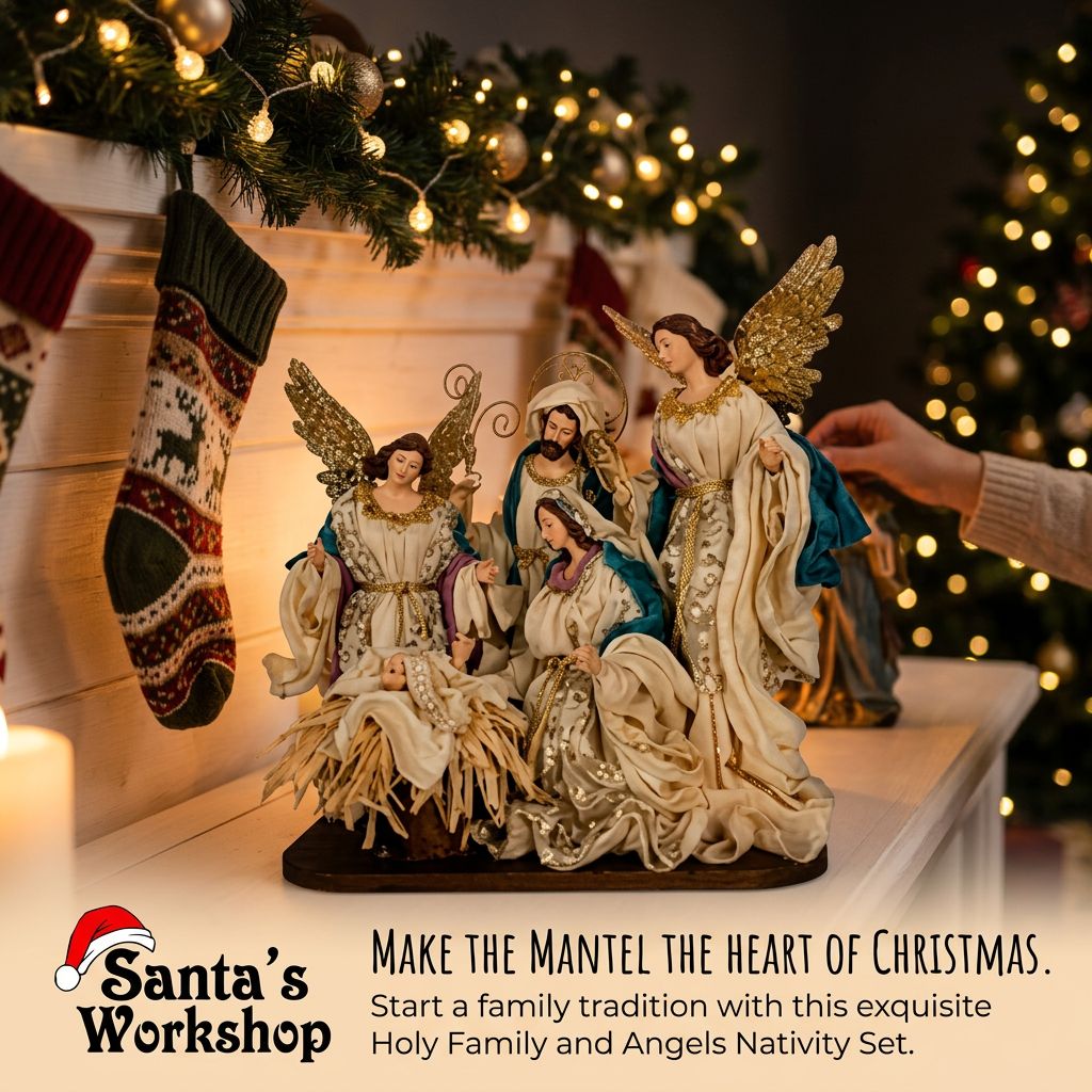 PRE ORDER 12.5" Holy Family Nativity Set with 13.5" Angels – Elegant Christmas Religious Decoration, Complete Nativity Scene Display, Holiday Home & Church Décor PRE ORDER