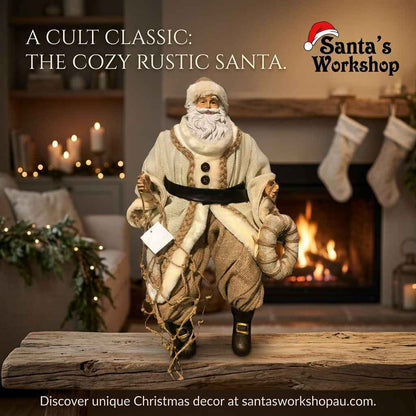 Christmas festive decor Santa Claus Driftwood Chair 45cm - Unique Holiday Home Accent