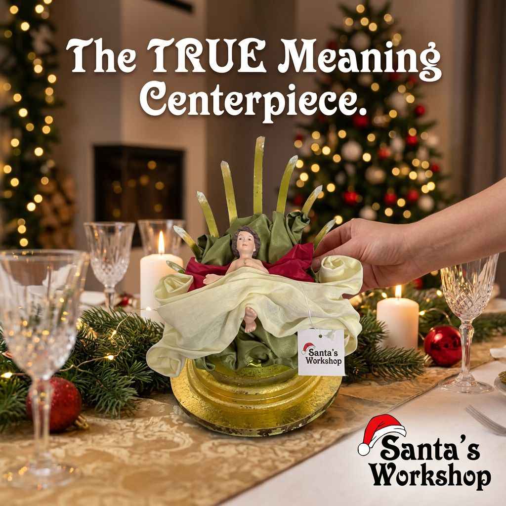 🎄 26cm Christmas Nativity Ornament with Baby Jesus & Manger – Religious Christian Christmas Decoration, Holy Family Holiday Home Decor ✨