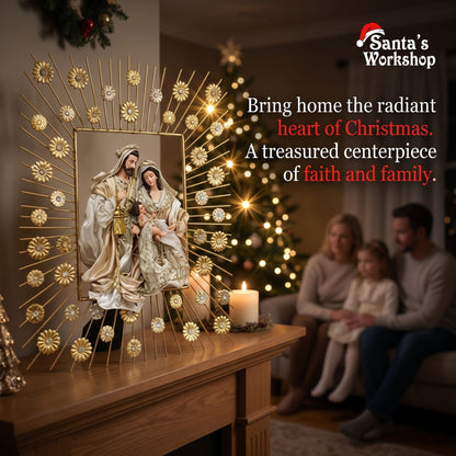Christmas religious ornament decorations handmade nativity Holy Family metal frame Holy Family Décor (45cm frame approx. )