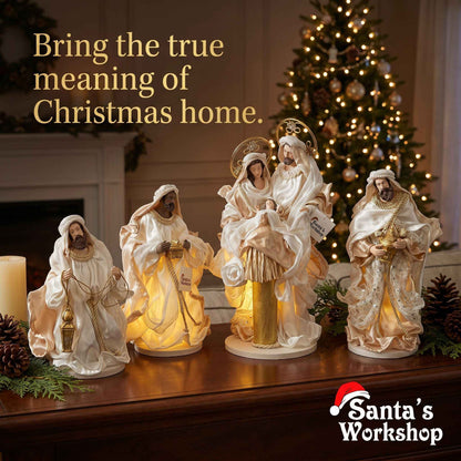 14.75" (38CM) Handmade Christmas Nativity Set – Holy Family & 3 Wise Men Figurines, Religious Christian Home Decor, Nativity Scene Holiday Gifts