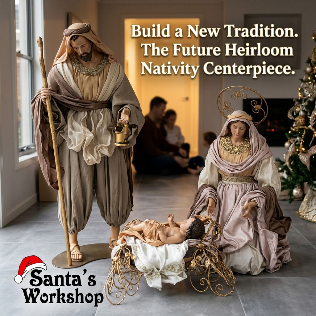 Very Large Christmas Religious Handmade Nativity Set with Manger (52" | 131 cm) - Pre Order 2026
