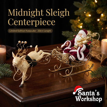 7.75" (20cm) Santa Claus in Sleigh with Reindeer – Christmas Figurine Decoration, Festive Holiday Home & Tabletop Display Ornament