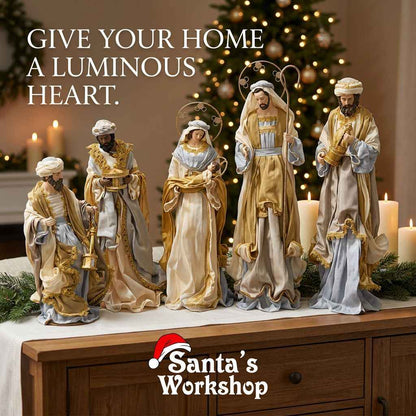 24.5” Large Christmas Religious Handmade Nativity Set with Three Wise Men (approx. 65 cm)
