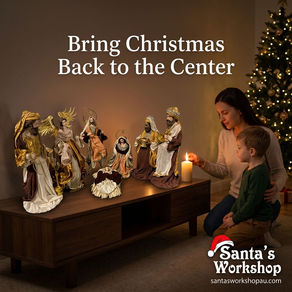 Christmas Religious Handmade Nativity Set with Manger - 35-50cm