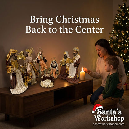 Christmas Religious Handmade Nativity Set with Manger - 35-50cm