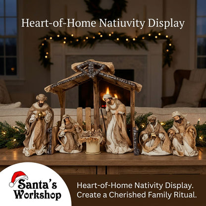 PRE ORDER 12.75" CHRISTMAS RELIGIOUS HANDMADE NATIVITY SCENE ON 20.75" STABLE PRE ORDER